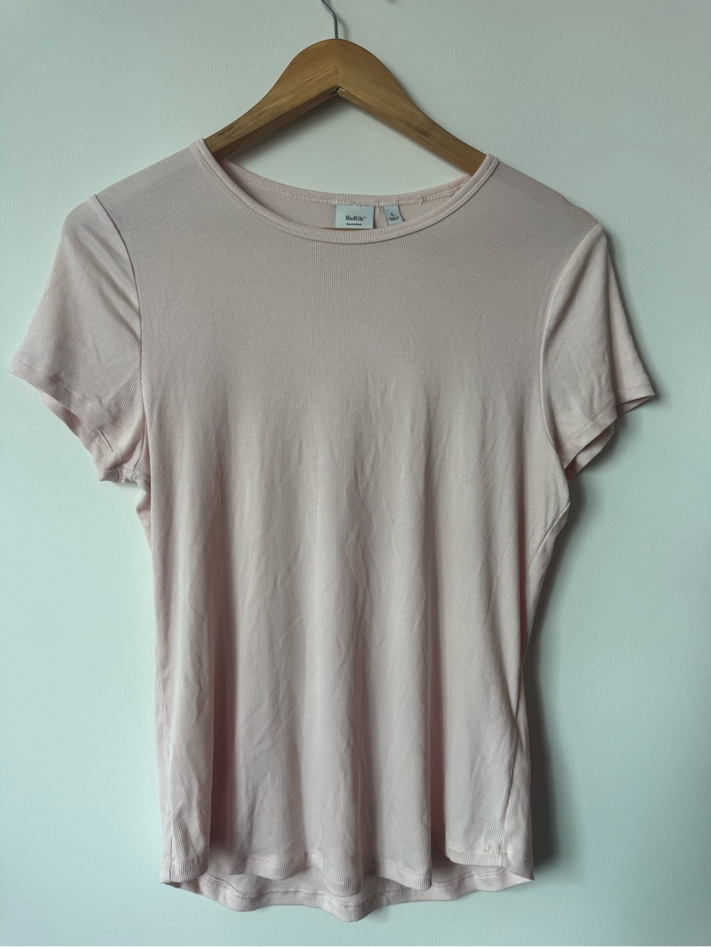 Sunday Best Aritzia ReRib Little Ribbed T-Shirt Light Pink Size Large L